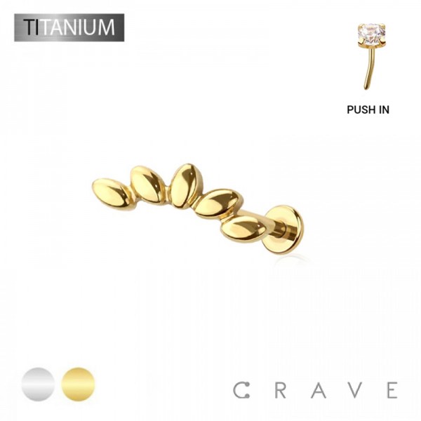 IMPLANT GRADE SOLID TITANIUM FAN ARCH THREADLESS (PUSH IN) TOP LABRET SET